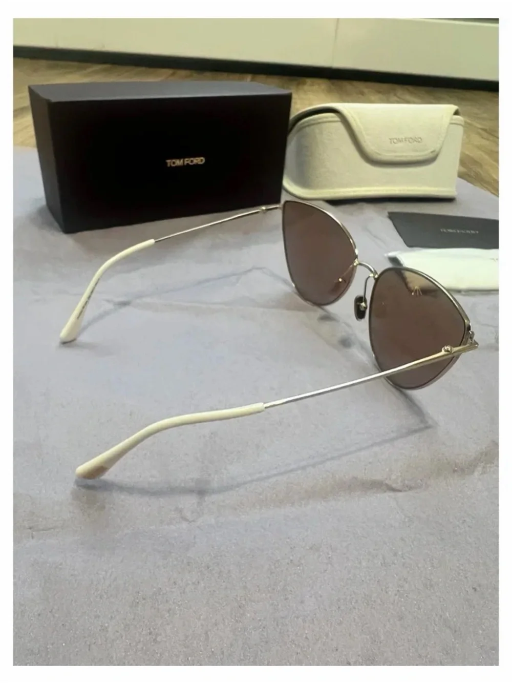 Tom Ford Women's Cat-Eye Sunglasses in Rose Gold Frame and Blush Lenses